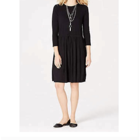J. Jill Dresses & Skirts - Worn Once!  J. Jill Pleated Drawstring Dress L J Jill Black Minimalist Lagenlook
